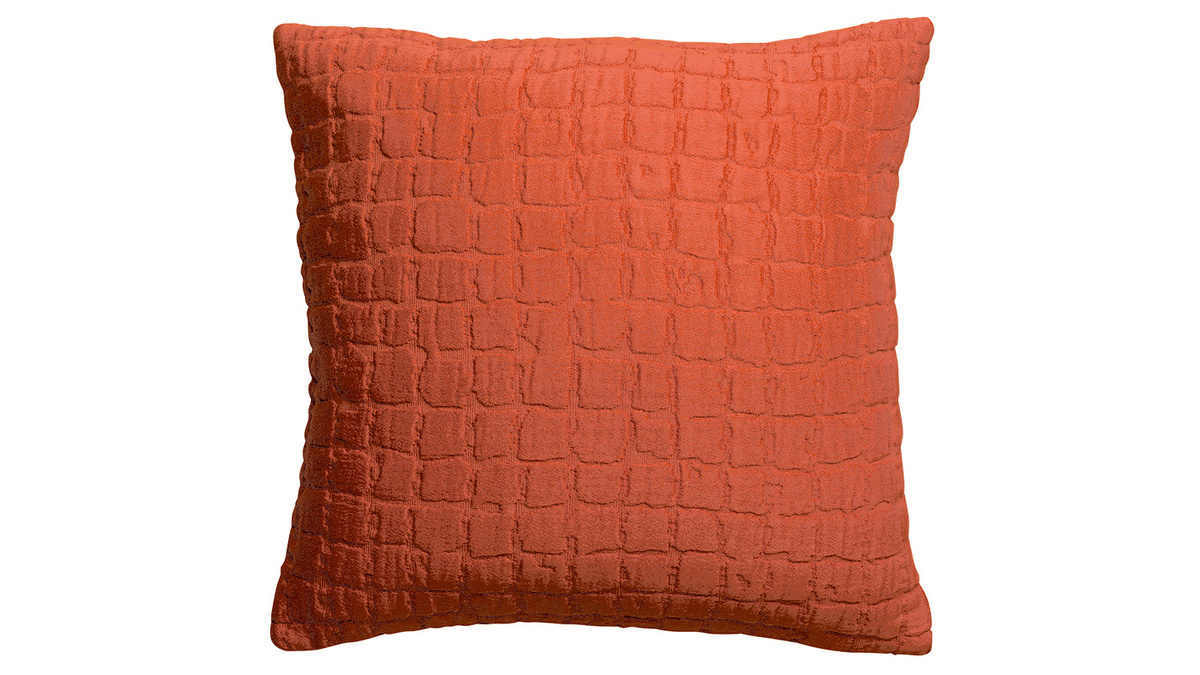 Coussin en coton effet gaufré orange 45 x 45 cm WAFLE