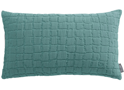 Coussin en coton textur&eacute; bleu glacier 30 x 50 cm WAFLE