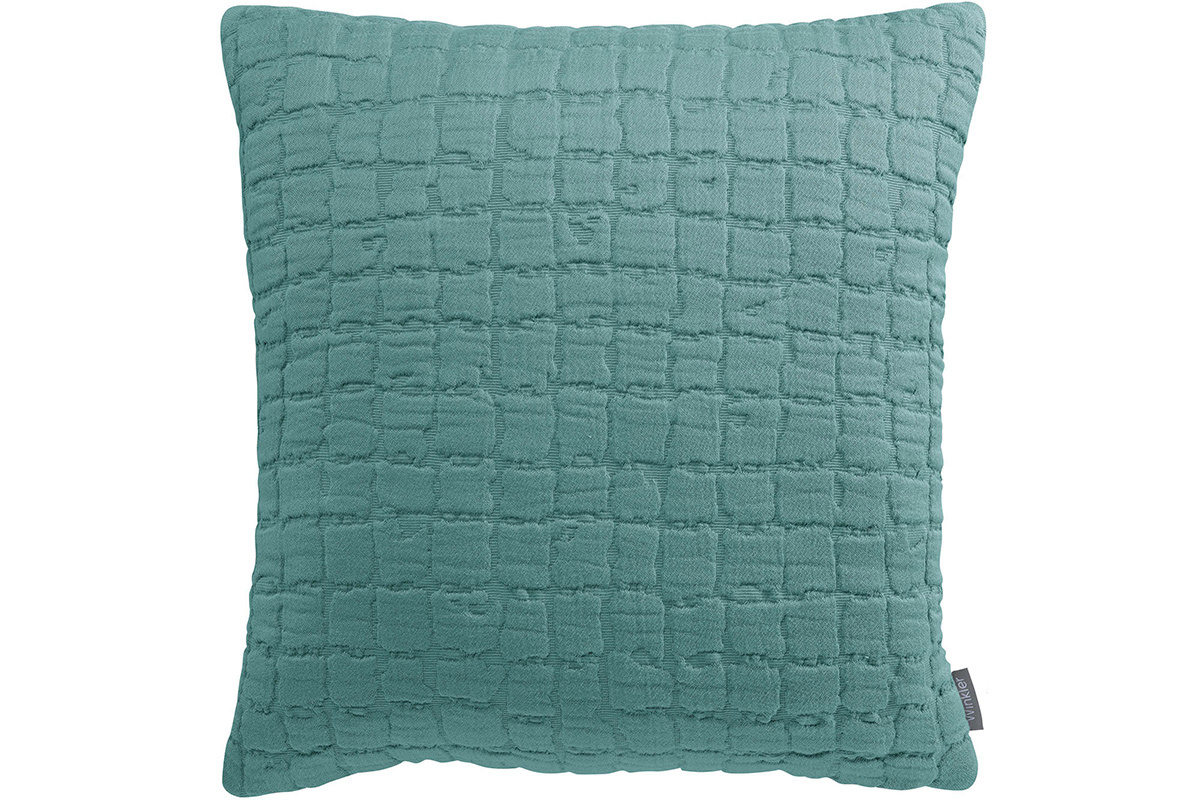 Coussin en coton textur bleu glacier 45 x 45 cm WAFLE