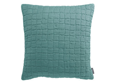 Coussin en coton textur&eacute; bleu glacier 45 x 45 cm WAFLE