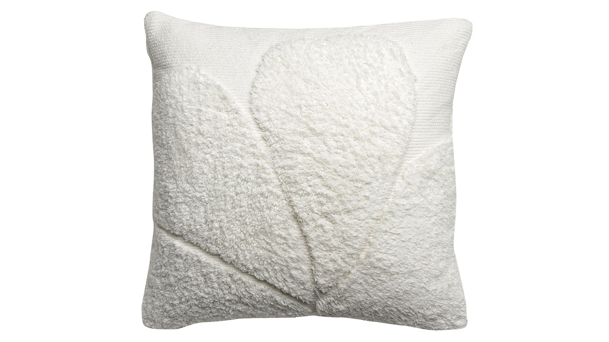 Coussin en coton texturé ivoire 45 x 45 cm SNOW