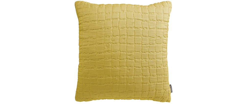 Coussin en coton texturé jaune 45 x 45 cm WAFLE