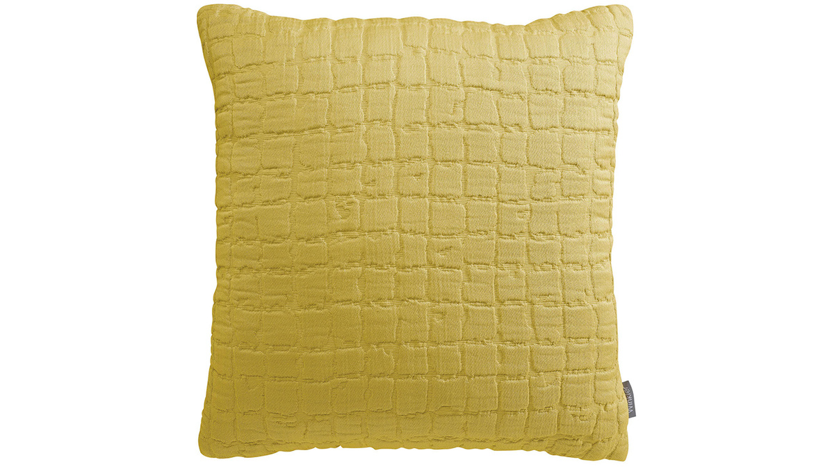 Coussin en coton texturé jaune 45 x 45 cm WAFLE