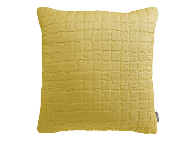 Coussin en coton textur&eacute; jaune 45 x 45 cm WAFLE