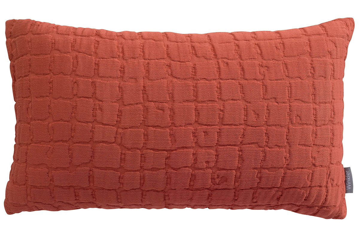 Coussin en coton textur� rouge tomette 30 x 50 cm WAFLE