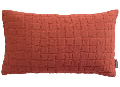 Coussin en coton textur&eacute; rouge tomette 30 x 50 cm WAFLE