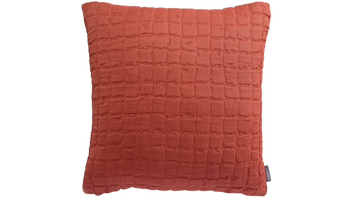 Coussin en coton textur rouge tomette 45 x 45 cm WAFLE