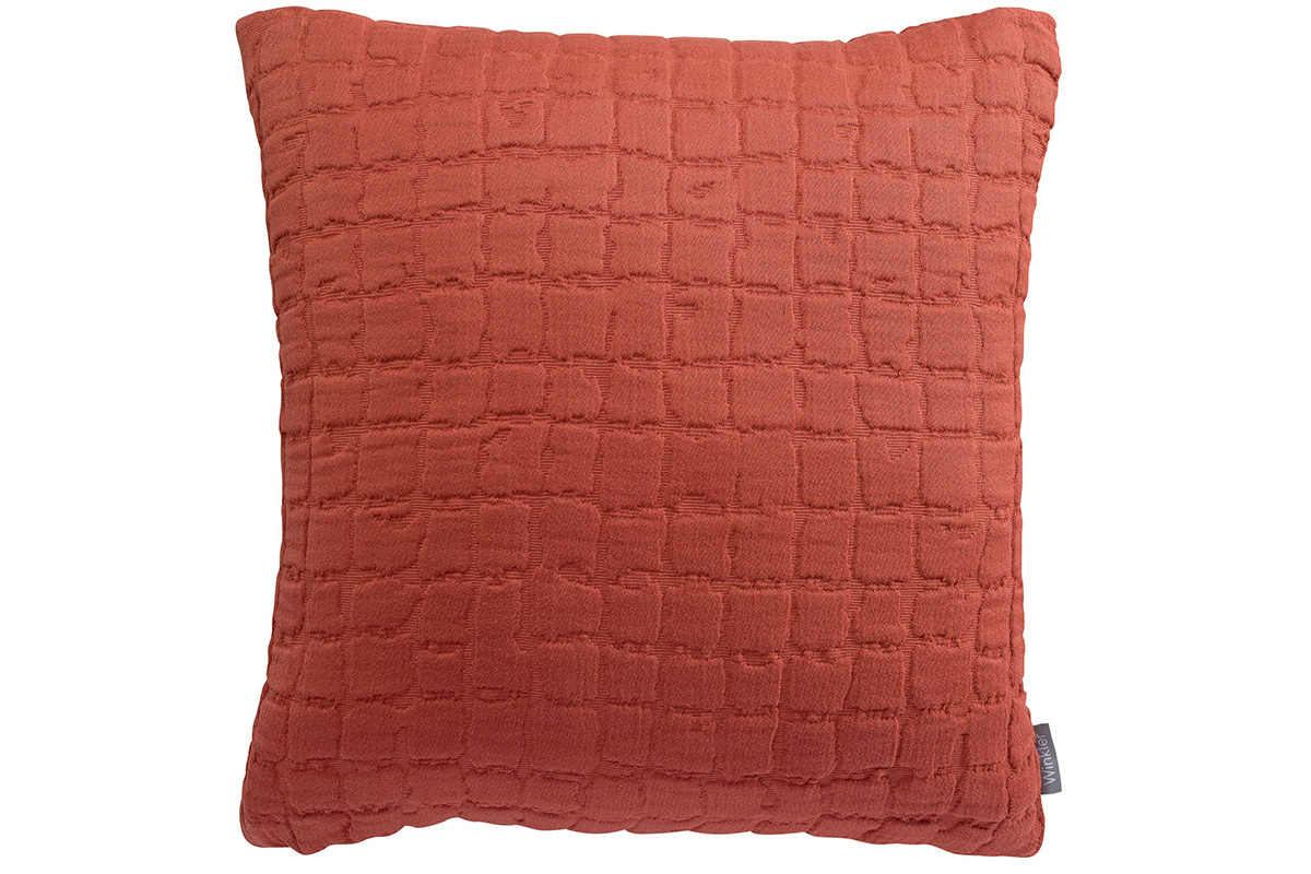 Coussin en coton textur� rouge tomette 45 x 45 cm WAFLE