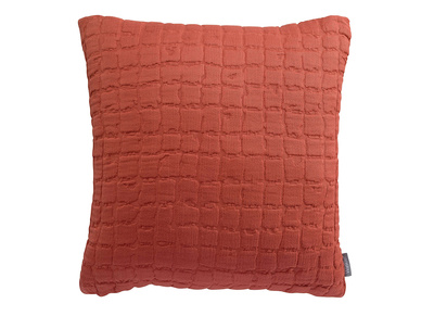 Coussin en coton textur&eacute; rouge tomette 45 x 45 cm WAFLE