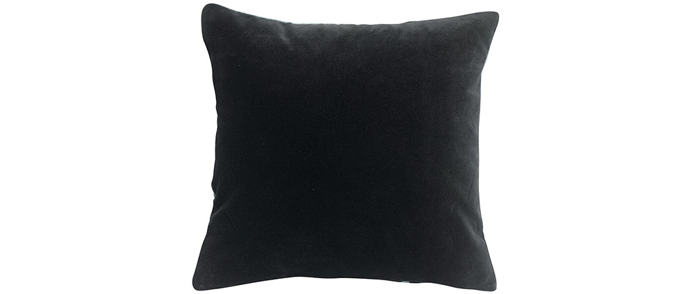 Coussin en coton thym avec motif noir brodé 45 x 45 cm CROP