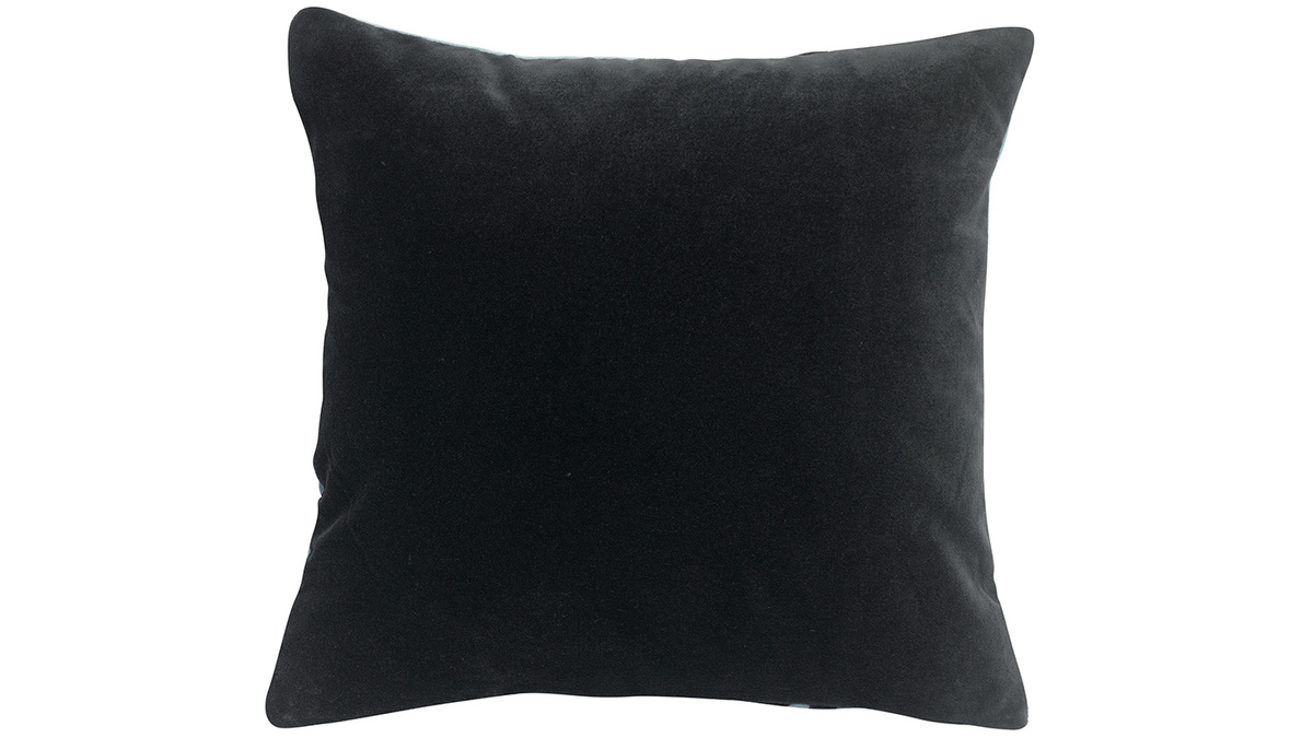 Coussin en coton thym avec motif noir brod 45 x 45 cm CROP