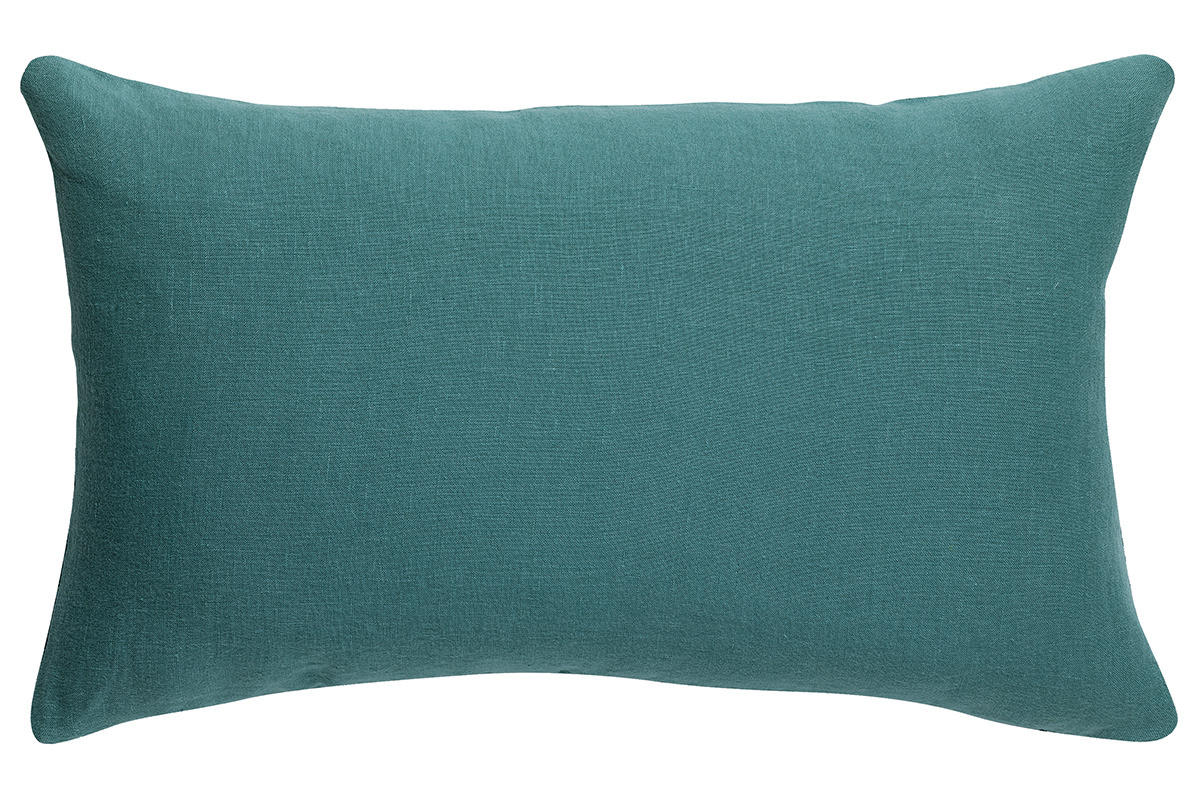 Coussin en lin bleu canard 30 x 50 cm LINEN