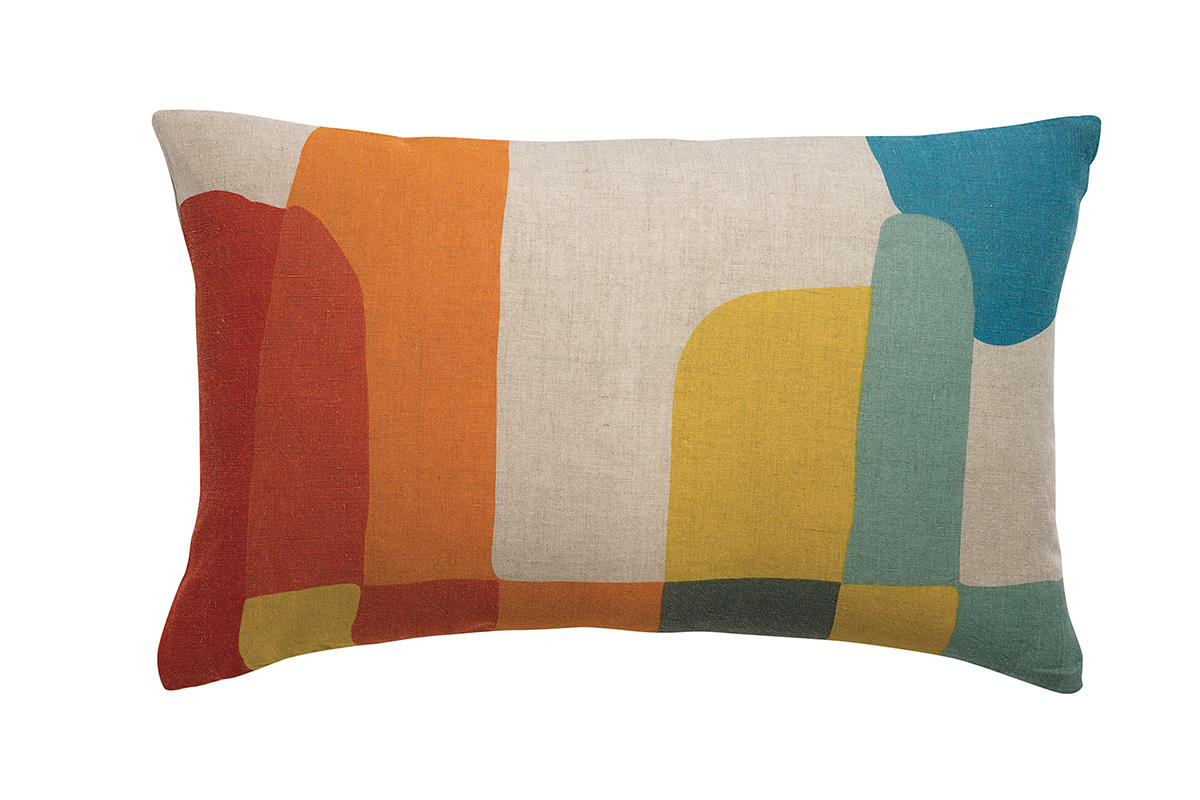 Coussin en lin motif multicolore 40 x 65 cm KANDI