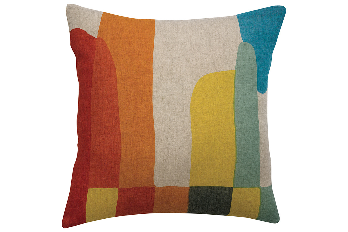 Coussin en lin motif multicolore 45 x 45 cm KANDI