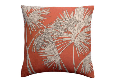 Coussin en lin terracotta motif palmier 45 x 45 cm NATURA