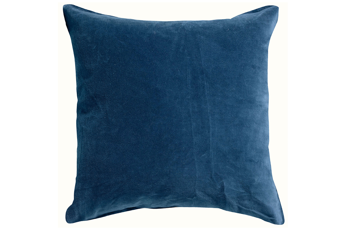 Coussin imprim� fleurs en velours bleu 45 x 45 cm FLUM