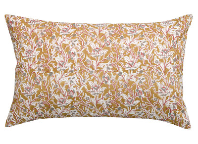 Coussin imprim&eacute; fleurs jaune 40 x 65 cm AQUARELLE