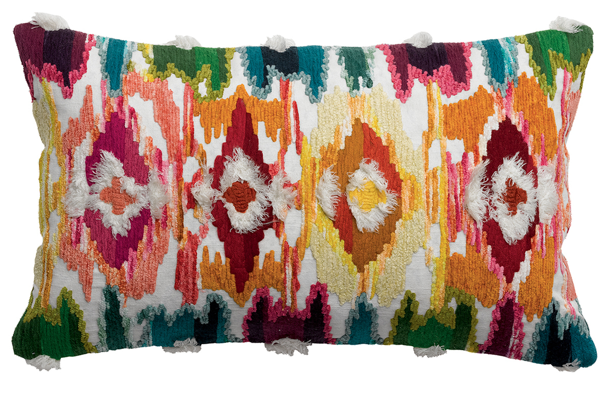 Coussin rectangulaire � motifs multicolore 30 x 50 cm GANA
