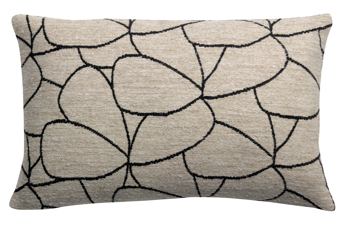 Coussin rectangulaire beige et noir  motifs abstraits 40 x 65 cm LYS