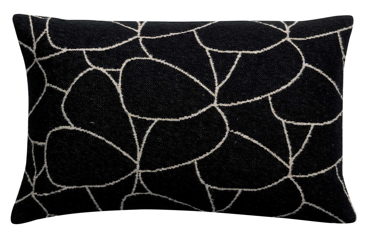 Coussin rectangulaire beige et noir  motifs abstraits 40 x 65 cm LYS