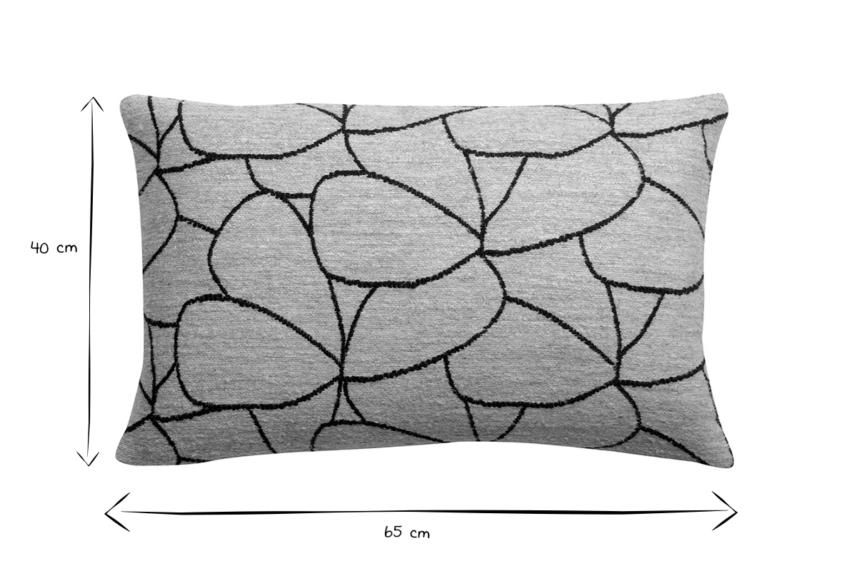 Coussin rectangulaire beige et noir  motifs abstraits 40 x 65 cm LYS