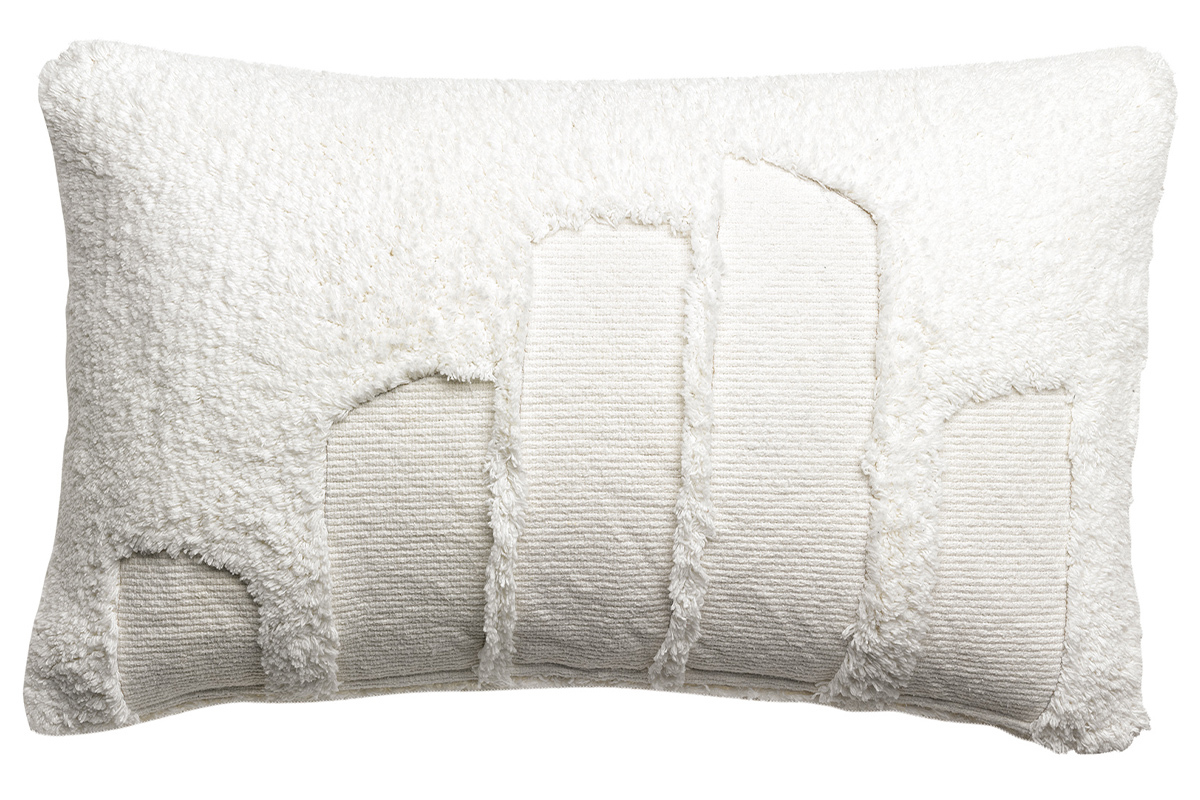 Coussin rectangulaire blanc textur� 40 x 65 cm SNOW