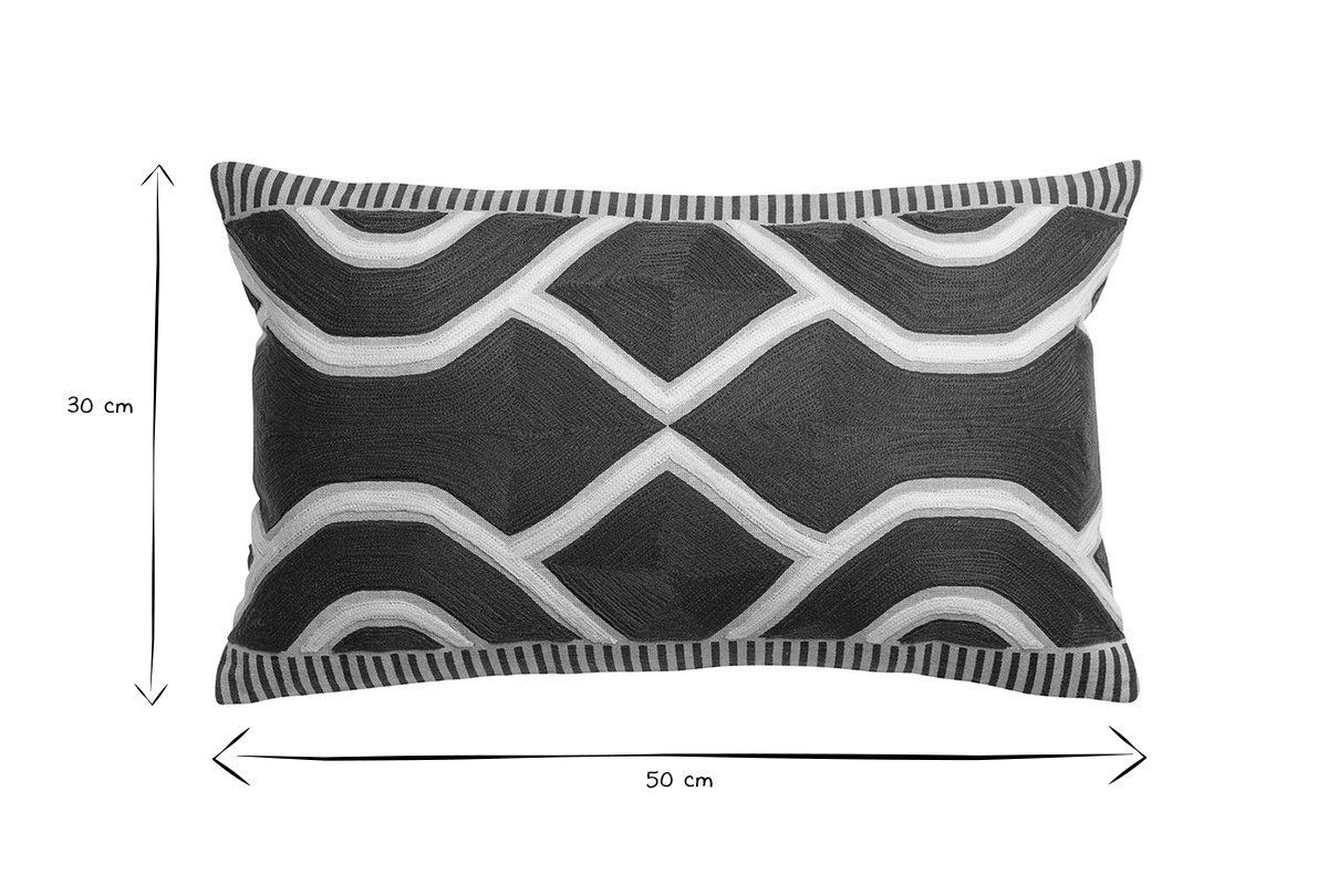 Coussin rectangulaire d�co brod� ethnique terracotta 30 x 50 cm YELO