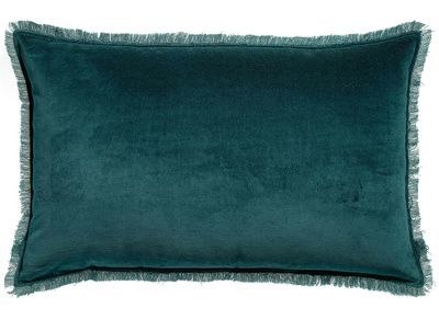 Coussin velours bleu paon 30 x 50 cm PESCA