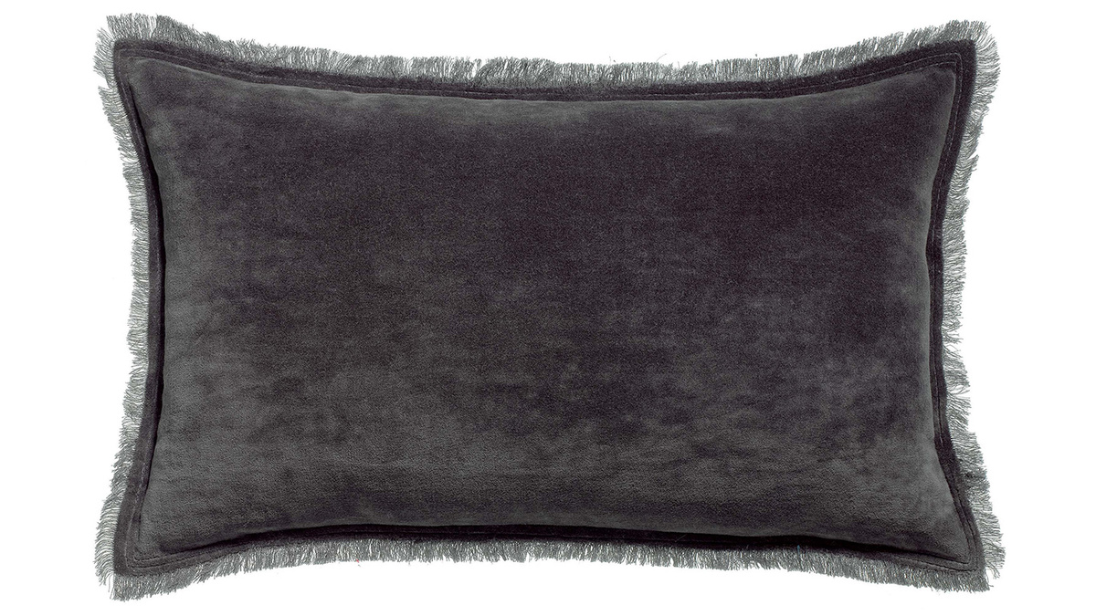 Coussin velours couleur gris ardoise 30 x 50 cm PESCA