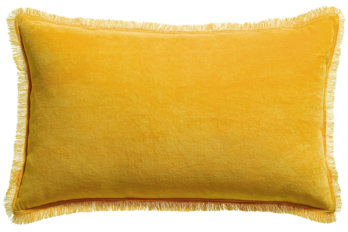 Coussin velours jaune curry 30 x 50 cm PESCA