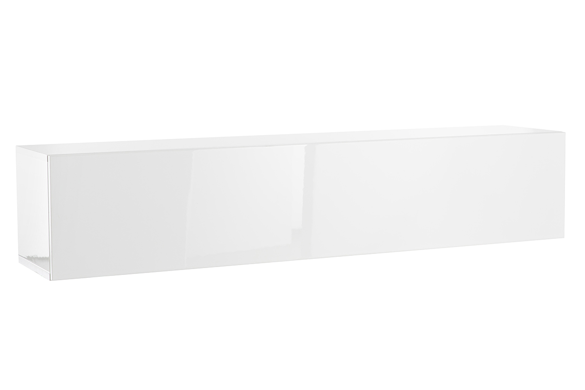 lment mural TV horizontal blanc laqu brillant L137.5 cm ETERNEL