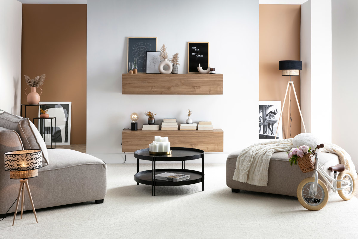 lment mural TV horizontal en bois clair  L137.5 cm ETERNEL