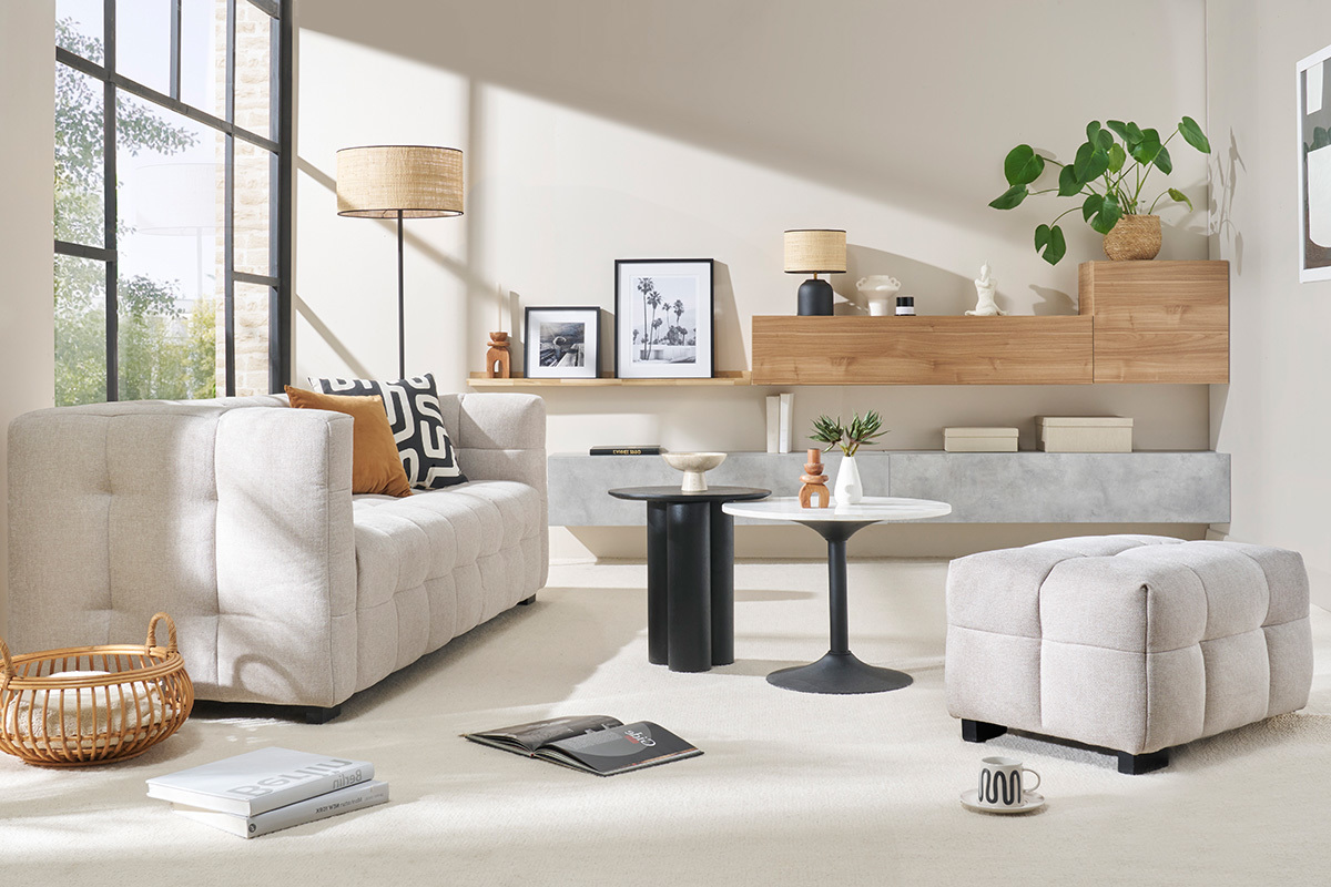 lment mural TV horizontal en bois clair  L137.5 cm ETERNEL