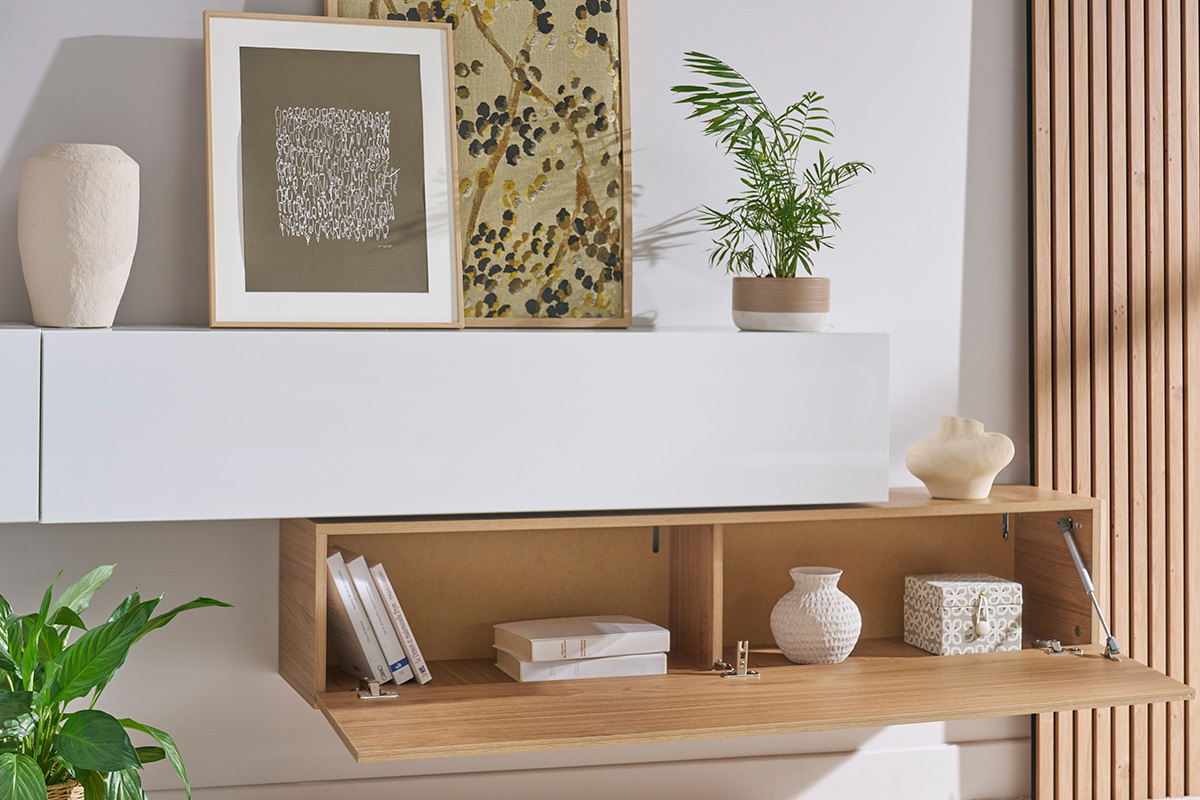 lment mural TV horizontal en bois clair  L137.5 cm ETERNEL