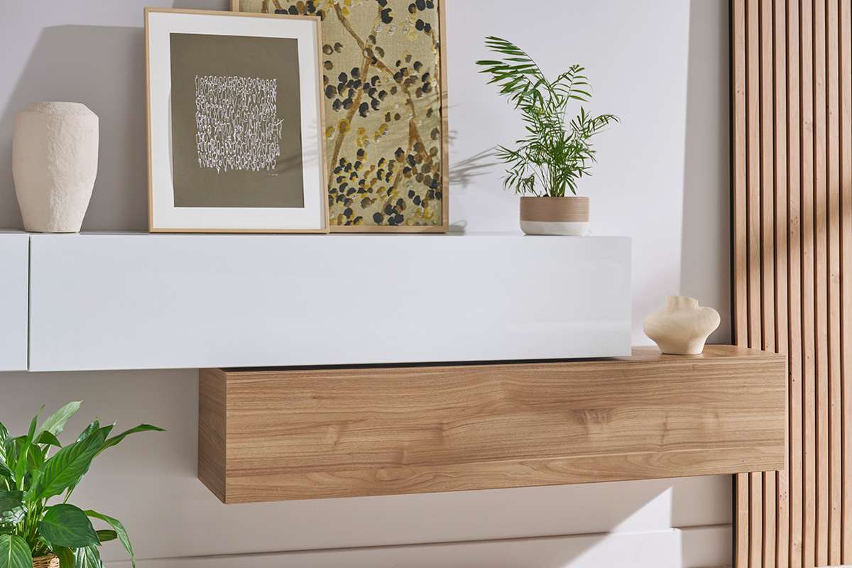 lment mural TV horizontal en bois clair  L137.5 cm ETERNEL