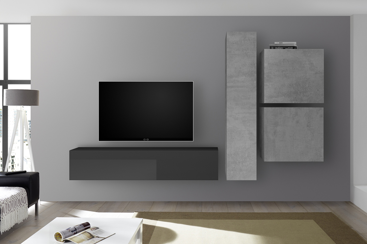 �l�ment mural TV vertical finition b�ton ETERNEL