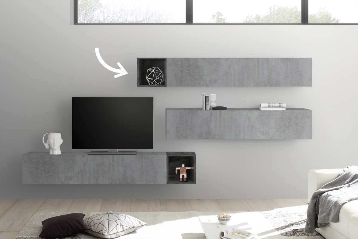 El�ments muraux carr�s laqu�s brillant gris (lot de 2) ETERNEL