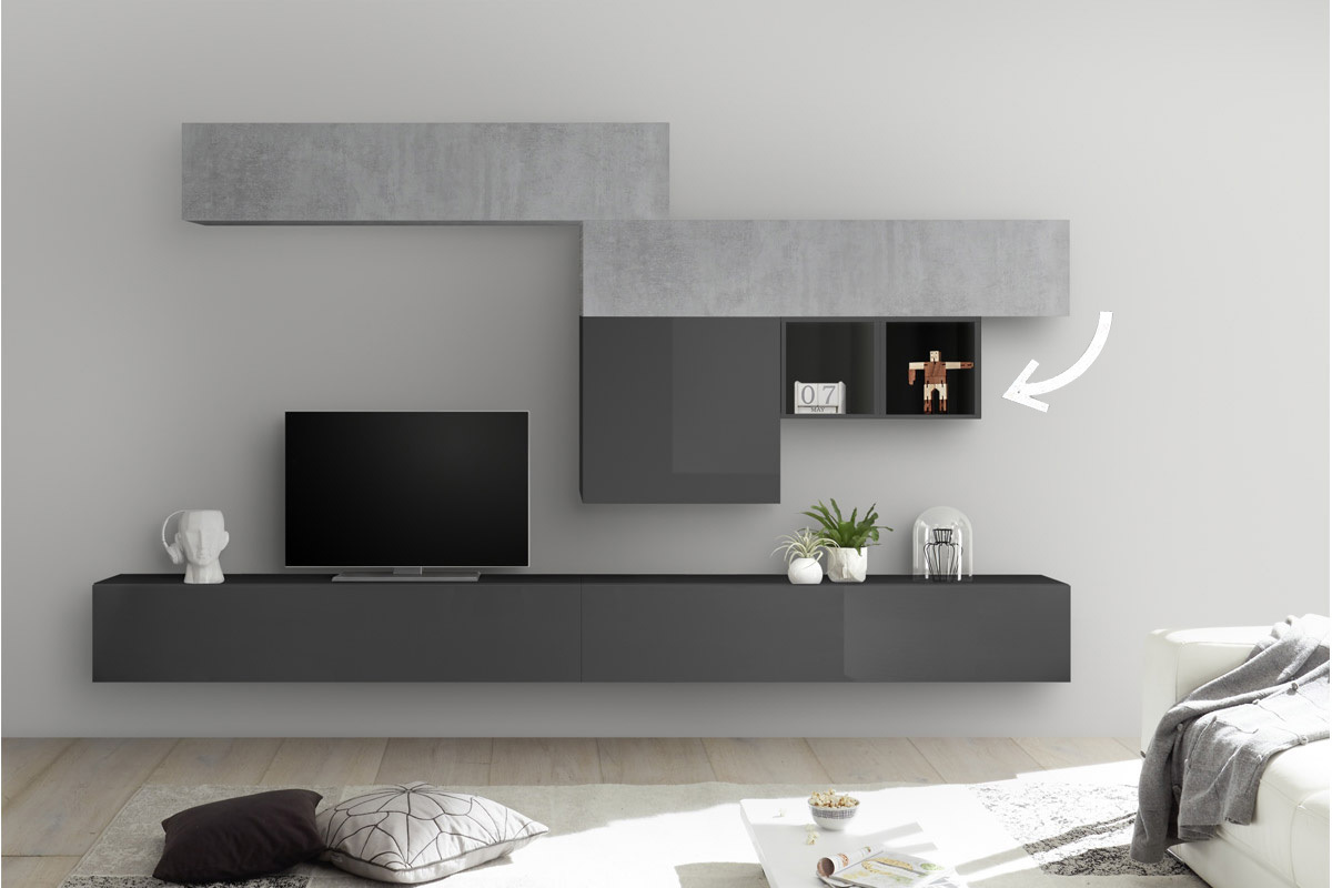 El�ments muraux carr�s laqu�s brillant gris (lot de 2) ETERNEL