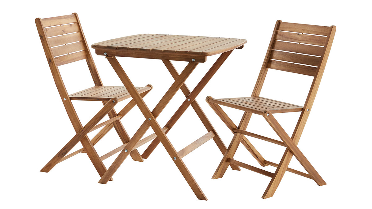 Ensemble table et chaises de jardin pliantes bois massif CANOPEE