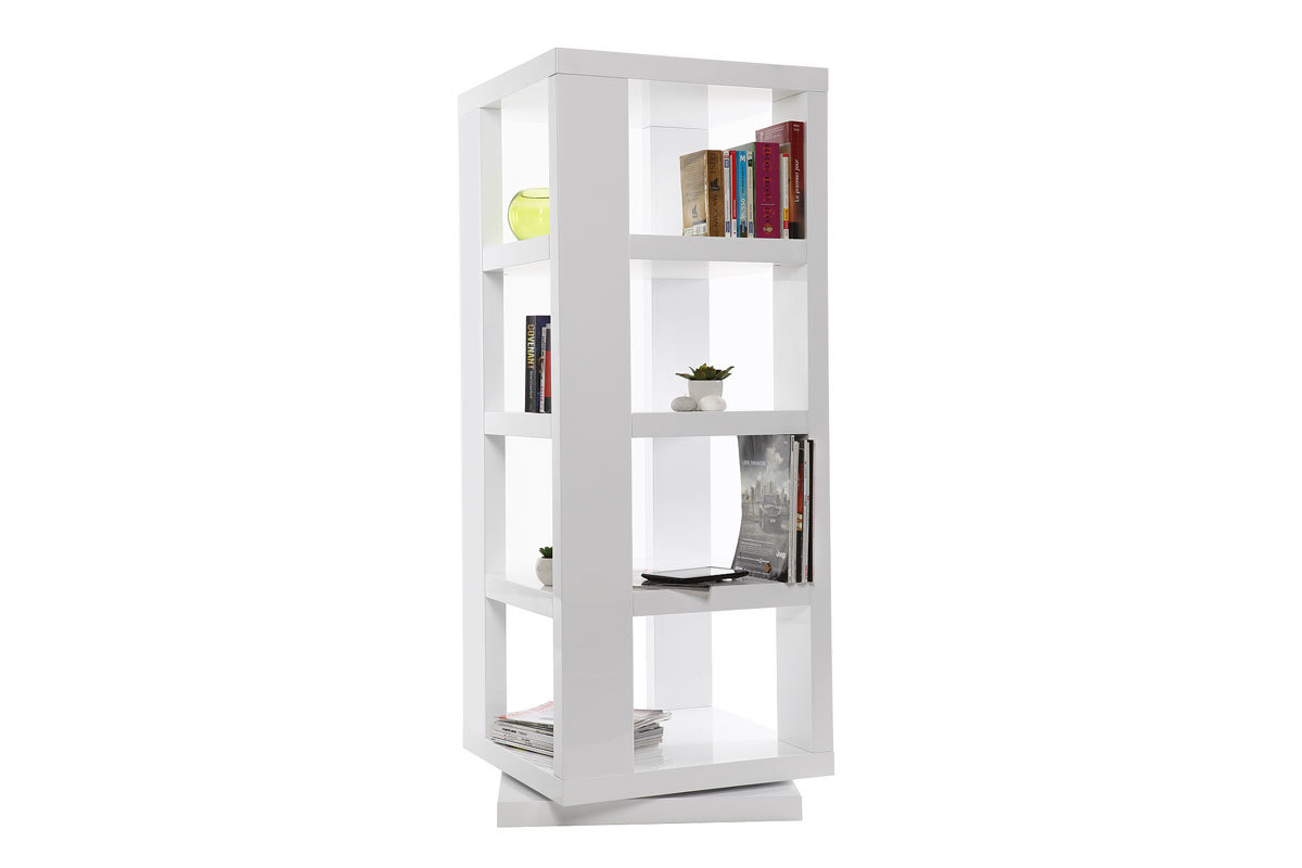 Etagre bibliothque rotative design laque blanc MAX