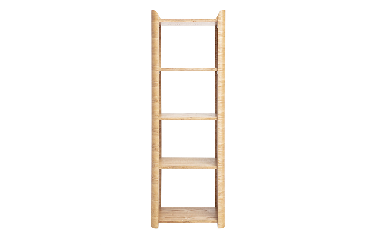 �tag�re en bois clair fr�ne de 46 cm, vue de face avec quatre niveaux de rangement.