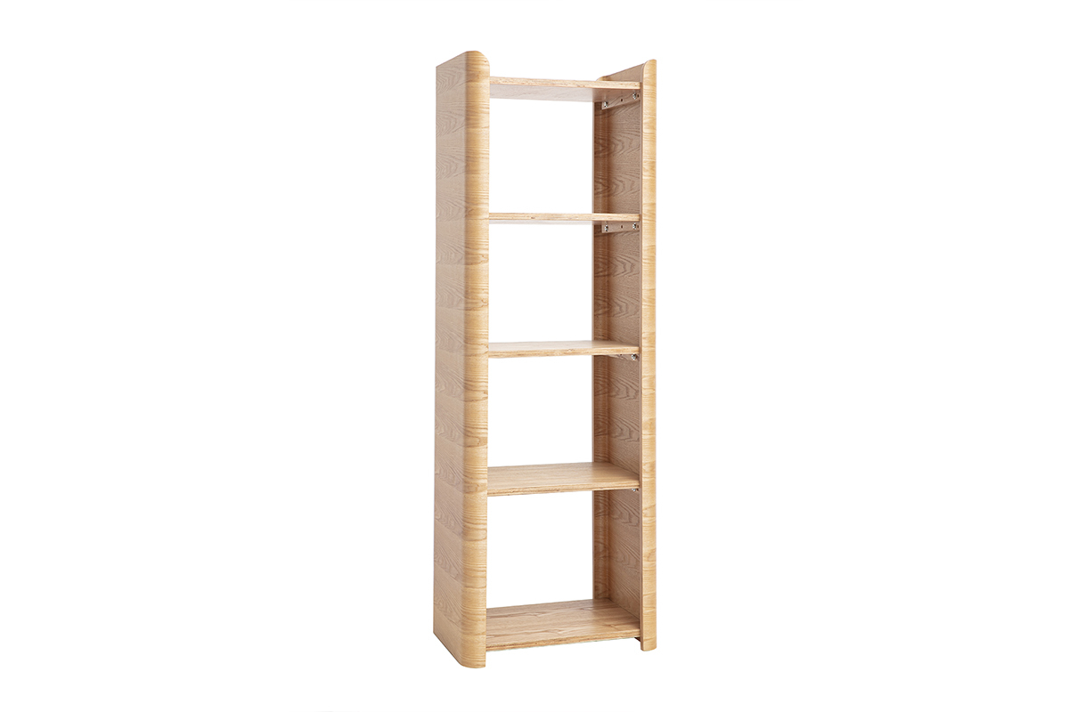 �tag�re en bois clair fr�ne de L46 cm avec quatre niveaux, vue de 3/4.