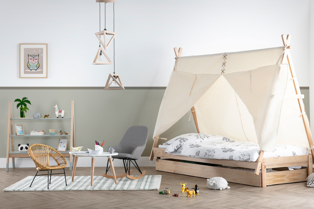 �tag�re enfant design en pin vert sauge JAYA