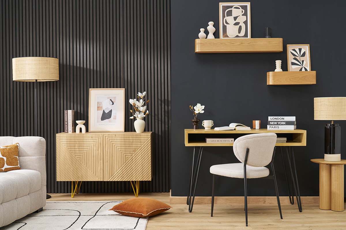 Etagre murale bois clair frne L90 cm HOPE