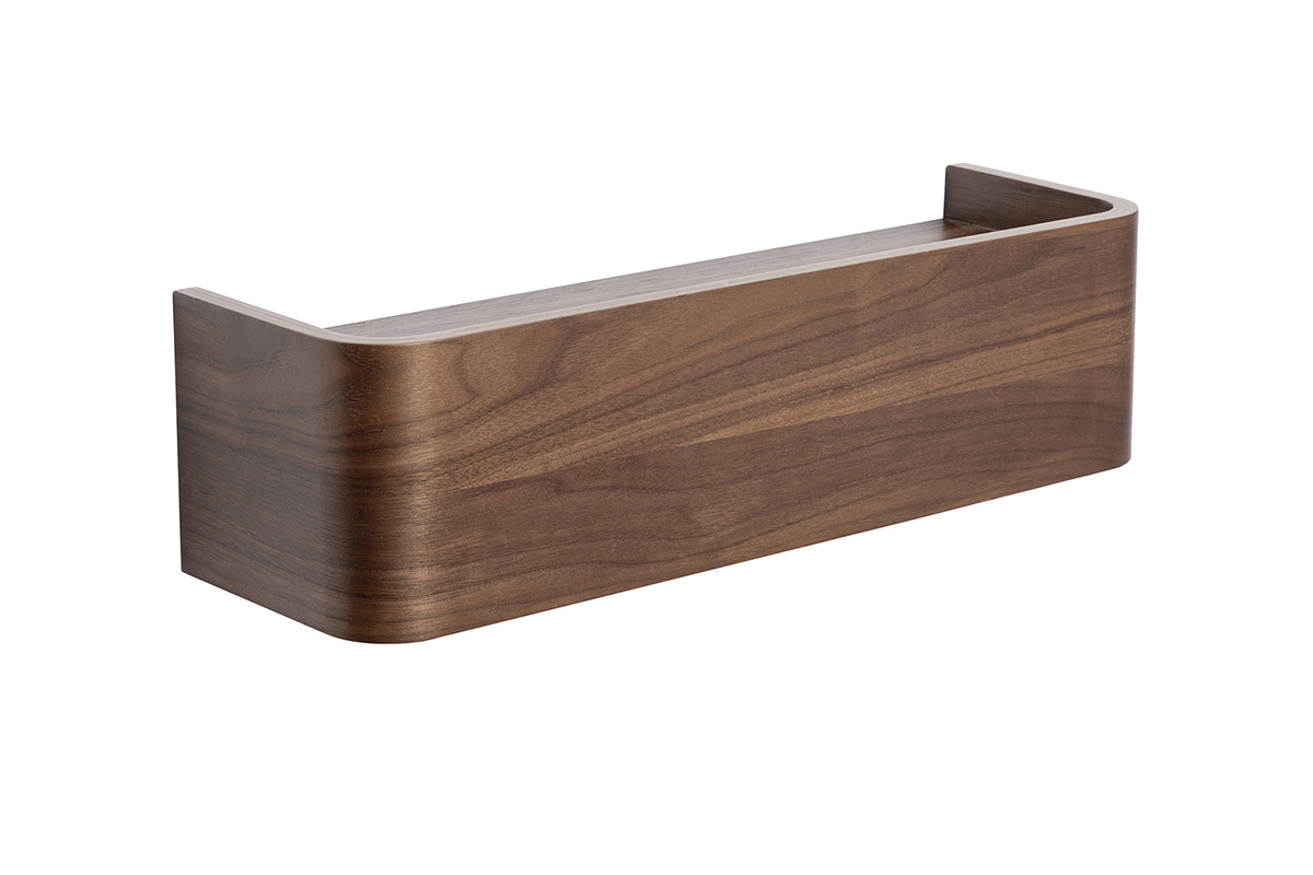 �tag�re murale en bois fonc� noyer HOPE, vue de 3/4.