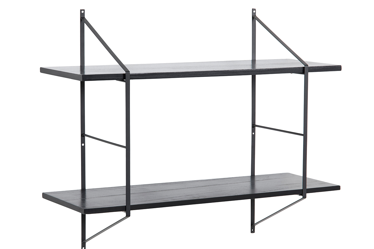 Etagre murale design bois noir et mtal BRIDGE