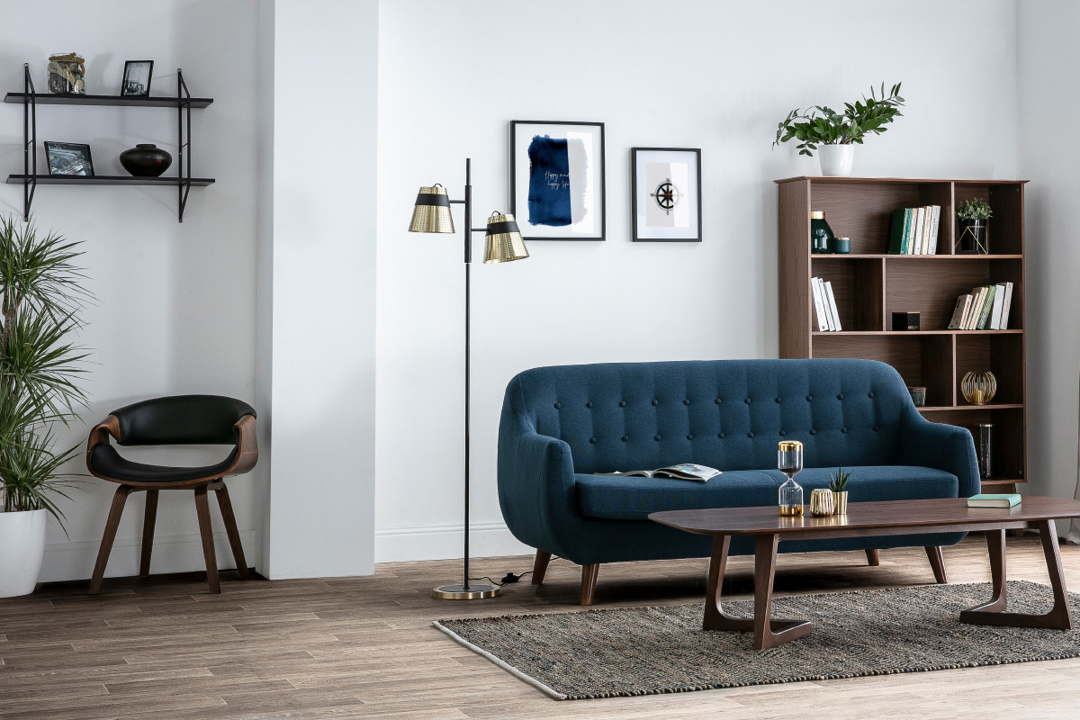 Etagre murale design bois noir et mtal BRIDGE