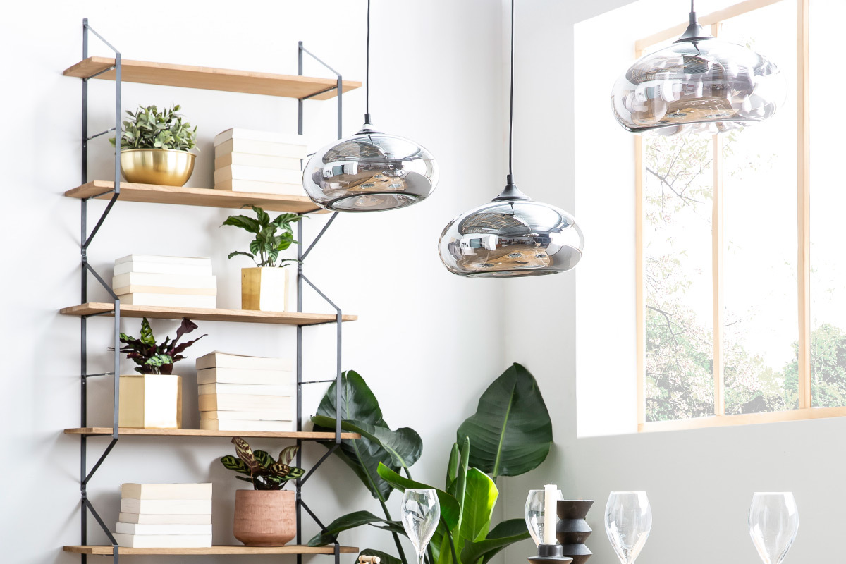 Etagre murale design bois noir et mtal BRIDGE