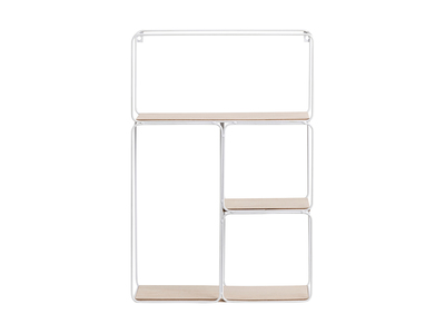 Etag&egrave;re murale design m&eacute;tal blanc et bois BRICK