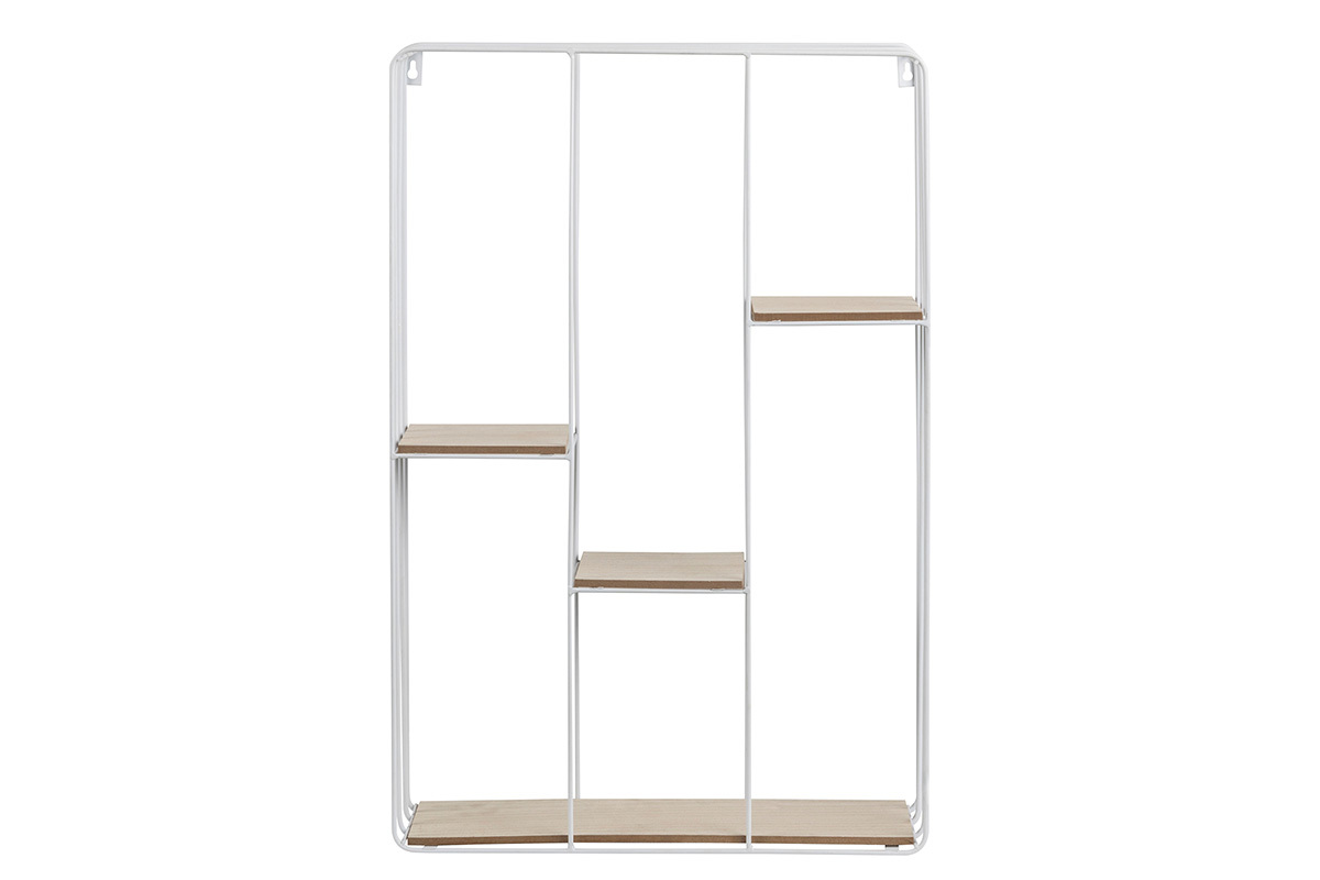 Etag�re murale design m�tal blanc et bois SLICE